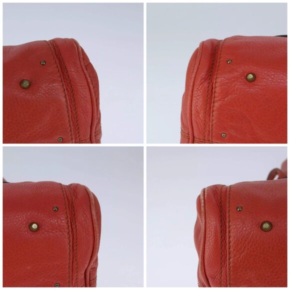 Chloe Paddington Hand Bag Leather Red Gold Silver Auth - Picture 15 of 16